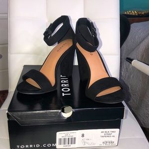 Torrid - Black Faux Suede Ankle Strap Tapered Heel